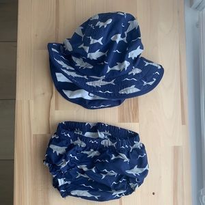 Pottery Barn Reversible Shark hat and swim diaper cover